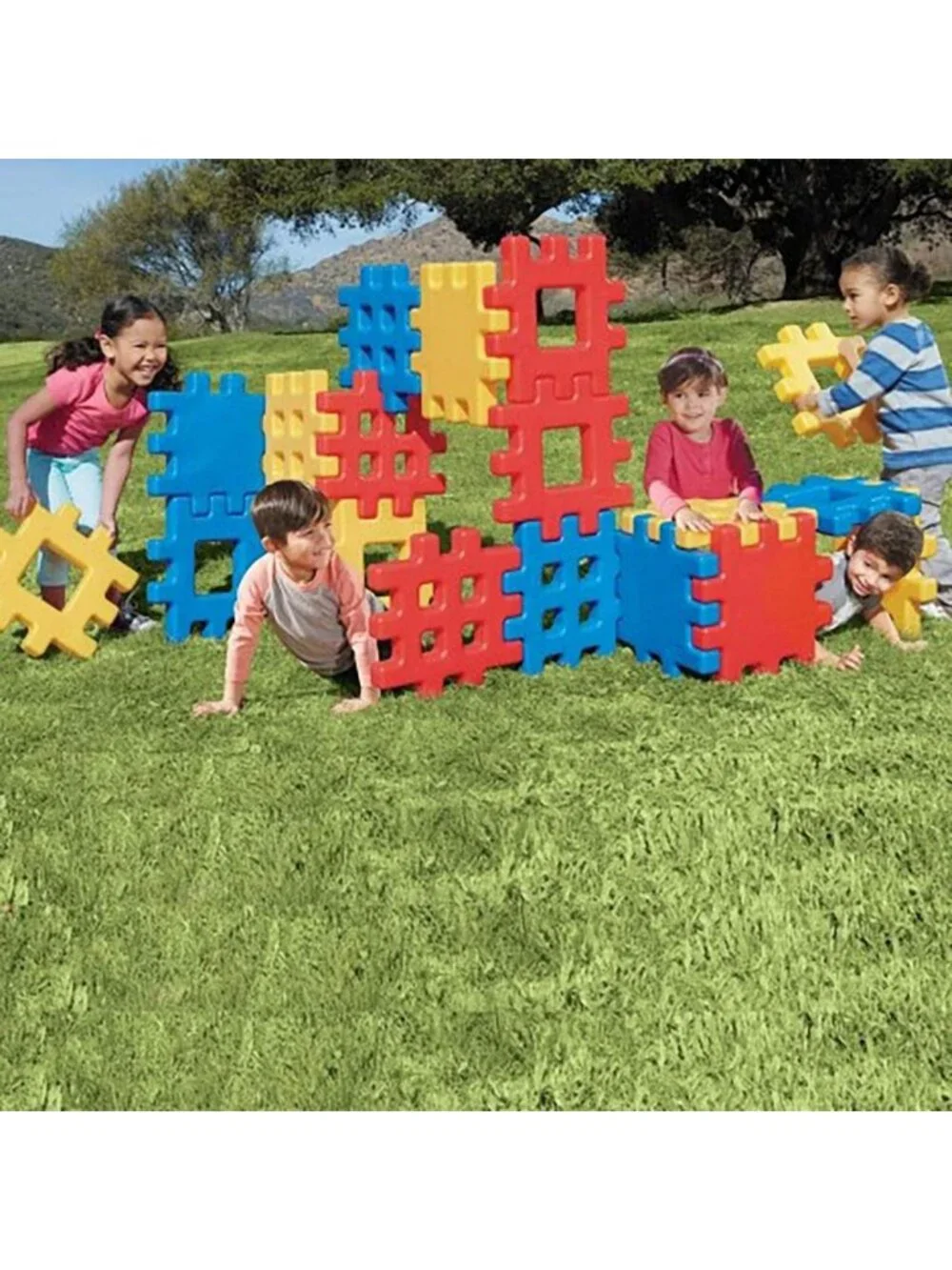 Colorful Big Waffle Block Set - 18 Pieces for Creative Building Fun